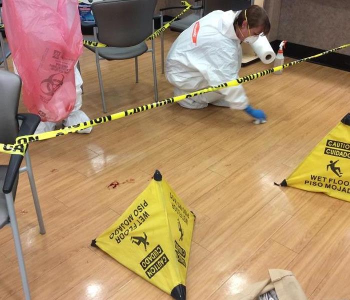 cleaning up hazard waste in a store
